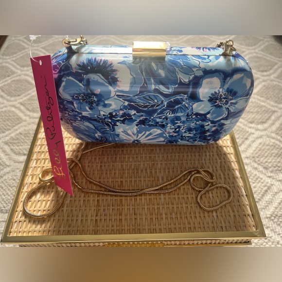 Lilly Pulitzer Coastal Blue Printed Maxi Dress, Medium W/ Matching NEW Clutch - Picture 7 of 7